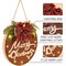 HOMCDALY Merry Christmas Sign for Front Door, Wooden Hanging Sign Door Decoration with 12 LED Light, Winter Welcome Wreath indoor outdoor Décor, Christmas Decoration.